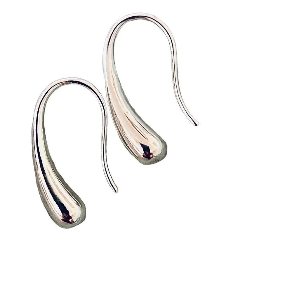 NEW 925 Sterling Silver Teardrop French‎ Hook Earrings